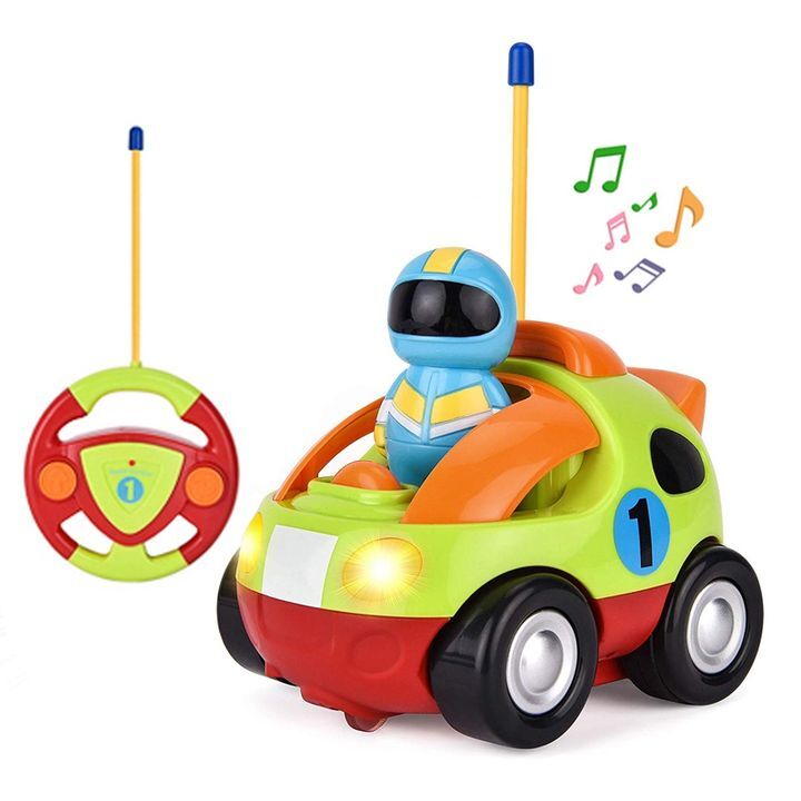 Flashing Headlights Cartoon RC Race Cars Children Toy Radio 2 Channel Remote Control Racing Car