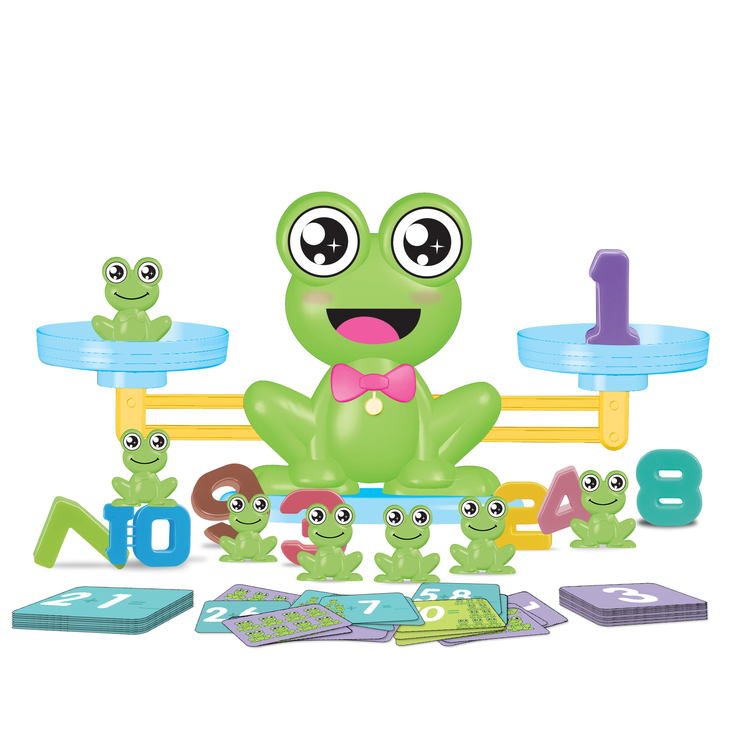 Parent-child Interactive Counting Game Kindergarten Scale Cards Board Games Math Learning Educational Toys with Frog Balance for Kids