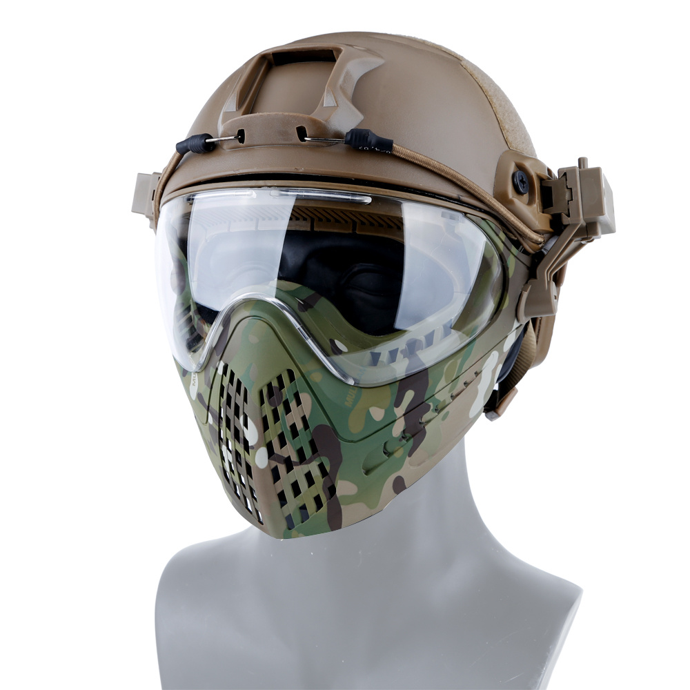 Tactical Military Face Shield with Googles Airsoft Paintball Face Shield for Hunting Shooting CS Game