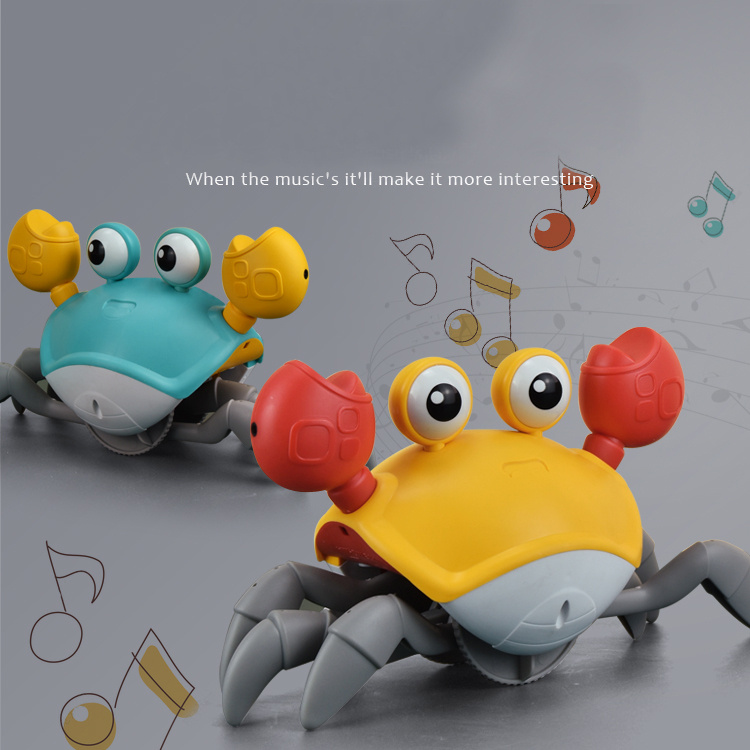 Hot Selling Automatic Obstacle Avoidance Walking Crabs Induction Toys Plastic Crab Toy With Light And Music
